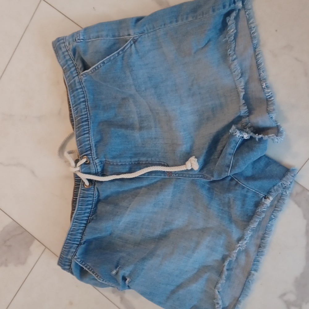 AERIE Denim Shorts Daisy Dukes 18 20  Drawstring Mint